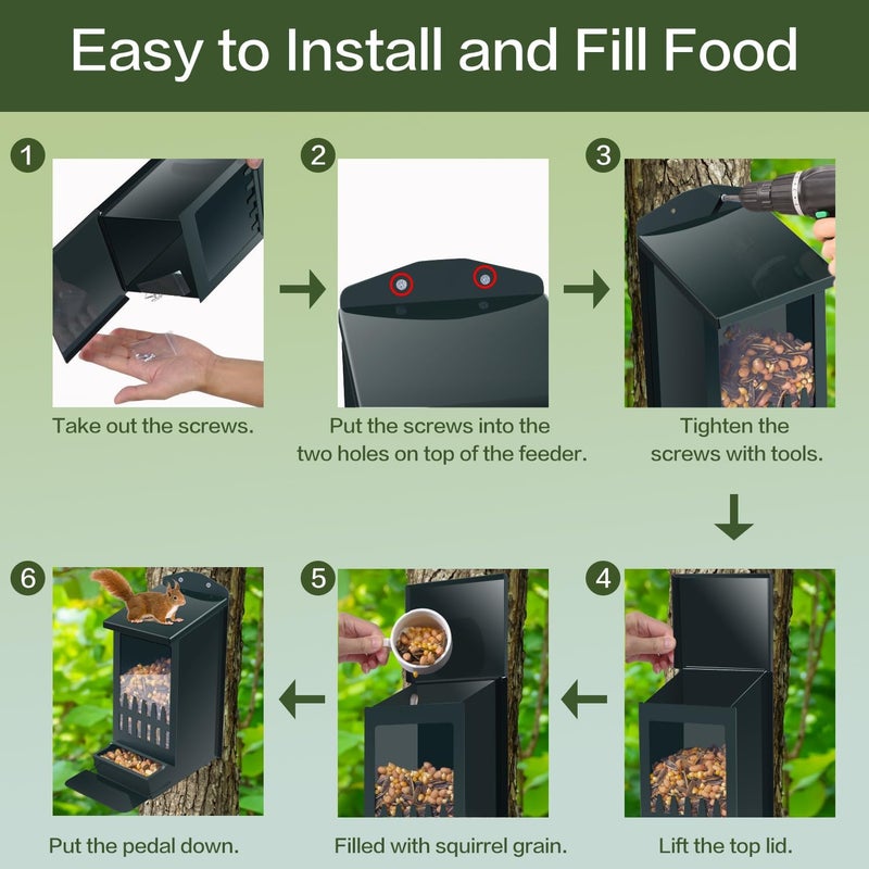 TreeGun Squirrel Feeder for Hanging Outside Tree，Mini Chipmunk Outdoors Squirrel Picnic Bench Feeders Table，Funny Metal House Boxes，Stronger Than Wooden Structure - Image 5